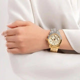Michael Kors Runway Chronograph Gold Dial Two Tone Steel Strap Watch For Women - MK7329 Authentic Buy Shop Now