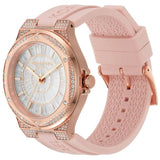 Michael Kors Lennox Three-Hand Analog White Dial Pink Silicone Strap Watch For Women - MK7334 Authentic Buy Shop Now