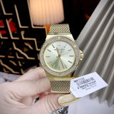Michael Kors Lennox Three-Hand Gold Dial Gold Mesh Bracelet Watch For Women - MK7335 Authentic Buy Shop Now