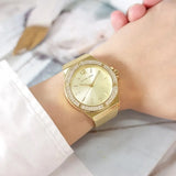 Michael Kors Lennox Three-Hand Gold Dial Gold Mesh Bracelet Watch For Women - MK7335 Authentic Buy Shop Now