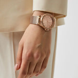 Michael Kors Lennox Three Hand Rose Gold Dial Rose Gold Mesh Strap Watch For Women - MK7336 Authentic Buy Shop Now