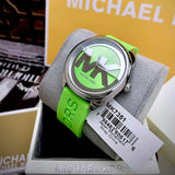 Michael Kors Janelle Three Hand Neon Green Dial Neon Green Rubber Strap Watch For Women - MK7351 Authentic Buy Shop Now