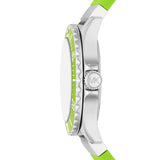 Michael Kors Everest Three Hand Crystals Silver Dial Green Silicone Strap Watch For Women - MK7360 Authentic Buy Shop Now