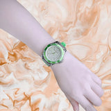 Michael Kors Everest Three Hand Crystals Silver Dial Green Silicone Strap Watch For Women - MK7360 Authentic Buy Shop Now