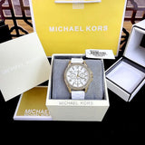 Michael Kors Mini Pilot Quartz Silver Dial White Silicone Strap Watch For Women - MK7372 Authentic Buy Shop Now