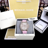 Michael Kors Mini Pilot Quartz Rose Gold Dial Pink Silicone Strap Watch For Women - MK7375 Authentic Buy Shop Now