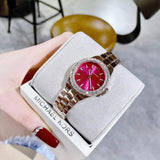 Michael Kors Lennox Analog Pink Dial Rose Gold Steel Strap Watch For Women - MK7396 Authentic Buy Shop Now