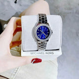 Michael Kors Lennox Three-Hand Blue Dial Silver Steel Strap Watch For Women - MK7397 Authentic Buy Shop Now