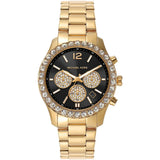 Michael Kors Berkley Chronograph Black Dial Gold Steel Strap Watch For Women - MK7414 Authentic Buy Shop Now