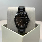 Michael Kors Lexington Lux Black Dial Black Steel Strap Watch For Women - MK7442 Authentic Buy Shop Now