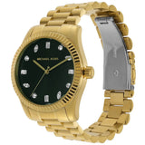 Michael Kors Lexington Three Hand Green Dial Gold Steel Strap Watch For Women - MK7449 Authentic Buy Shop Now