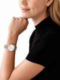 Michael Kors Runway Three-Hand Silver Dial Rose Gold Steel Strap Watch for Women - MK7473 Authentic Buy Shop Now