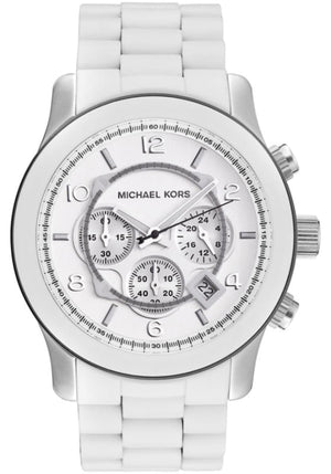 Michael Kors Oversize White Dial White Steel Strap Watch for Men - MK8108 Authentic Buy Shop Now