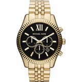 Michael Kors Lexington Chronograph Black Dial Gold Steel Strap Watch for Men - MK8286 Authentic Buy Shop Now