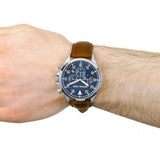 Michael Kors Gage Chronograph Blue Dial Brown Leather Strap Watch For Men - MK8362 Authentic Buy Shop Now