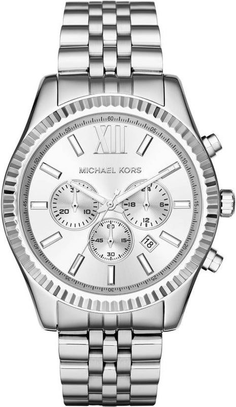 Michael Kors Lexington Silver Dial Silver Steel Strap Watch for Men - MK8405 Authentic Buy Shop Now