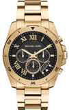 Michael Kors Brecken Chronograph Quartz Black Dial Gold Steel Strap Watch For Men - MK8481 Authentic Buy Shop Now