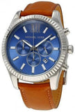Michael Kors Lexington Chronograph Blue Dial Brown Leather Strap Watch For Men - MK8537 Authentic Buy Shop Now
