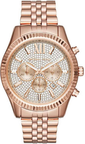 Michael Kors Lexington Rose Gold Dial Rose Gold Stainless Steel Strap Watch for Men - MK8580 Authentic Buy Shop Now