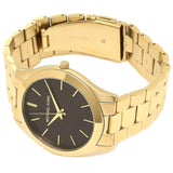 Michael Kors Slim Runway Quartz Black Dial Gold Steel Strap Watch For Men - MK8621 Authentic Buy Shop Now