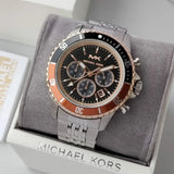 Michael Kors Bayville Chronograph Black Dial Silver Steel Strap Watch For Men - MK8725 Authentic Buy Shop Now