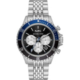 Michael Kors Bayville Chronograph Black Dial Silver Steel Strap Watch For Men - MK8749 Authentic Buy Shop Now