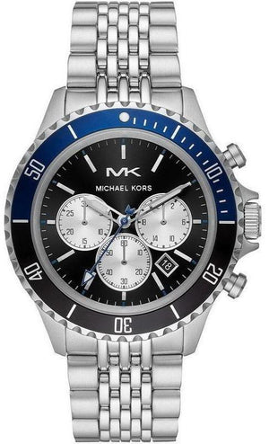 Michael Kors Bayville Chronograph Black Dial Silver Steel Strap Watch For Men - MK8749 Authentic Buy Shop Now