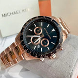 Michael Kors Layton Chronograph Black Dial Rose Gold Steel Strap Watch For Men - MK8824 Authentic Buy Shop Now