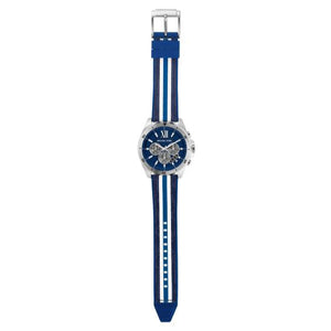 Michael Kors Brecken Chronograph Blue Dial Two Tone PVC Strap Watch For Men - MK8950 Authentic Buy Shop Now