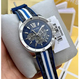 Michael Kors Brecken Chronograph Blue Dial Two Tone PVC Strap Watch For Men - MK8950 Authentic Buy Shop Now