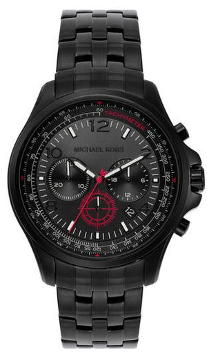 Michael Kors Pilot Chronograph Black Dial Black Steel Strap Watch For Men - MK9127 Authentic Buy Shop Now