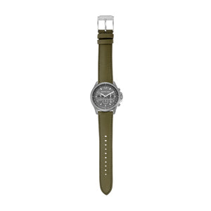 Michael Kors Pilot Chronograph Grey Dial Grey Leather Strap Watch for Men - MK9129 Authentic Buy Shop Now