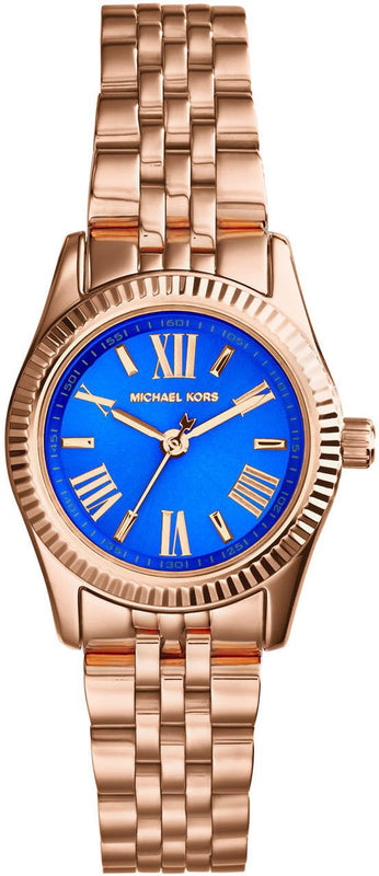 Michael Kors Lexington Quartz Blue Dial Rose Gold Steel Strap Watch For Women - MK3272 Authentic Buy Shop Now