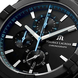 Maurice Lacroix Aikon Chronograph Limited Edition Black Dial Black Leather Strap Watch for Men - AI1018-PVB01-337-1 Authentic Buy Shop Now
