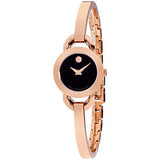 Movado Rondiro 22mm Black Dial Rose Gold Steel Strap Watch For Women - 0607065 Authentic Buy Shop Now