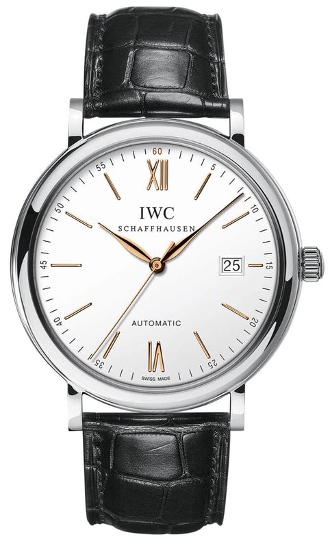 IWC Portofino Automatic White Dial Black Leather Strap Watch for Men - IW356517 Authentic Buy Shop Now