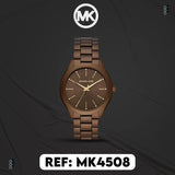 Michael Kors Slim Runway Brown Dial Brown Steel Strap Watch For Women - MK4508 Authentic Buy Shop Now
