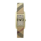 Burberry Pioneer Gold Dial Haymarket Beige Leather Strap Watch for Women - BU9509 Authentic Buy Shop Now