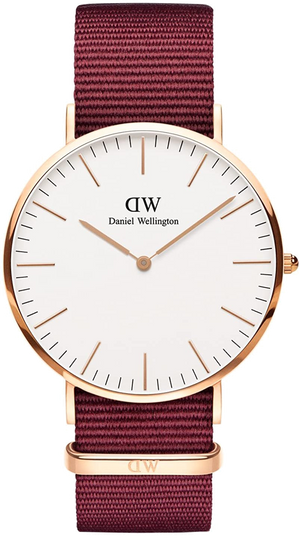 Daniel Wellington Classic Roselyn White Dial Maroon Nylon Strap Watch For Women - DW00100267 Authentic Buy Shop Now