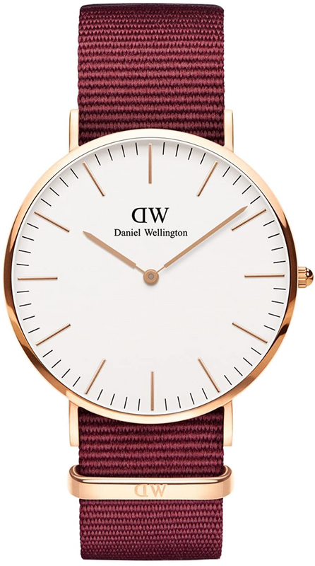 Daniel Wellington Classic Roselyn White Dial Maroon Nylon Strap Watch For Women - DW00100267 Authentic Buy Shop Now