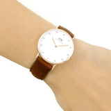 Daniel Wellington Classy St Mawes White Dial Brown Leather Strap Watch For Women - DW00100075 Authentic Buy Shop Now