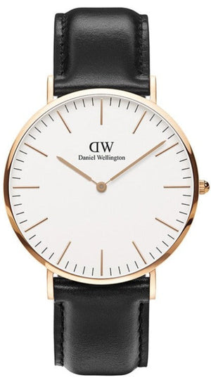 Daniel Wellington Classic Sheffield White Dial Black Leather Strap Watch For Men - DW00100007 Authentic Buy Shop Now