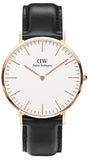 Daniel Wellington Classic Sheffield White Dial Black Leather Strap Watch For Men - DW00100007 Authentic Buy Shop Now