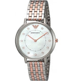 Emporio Armani Gianni T Bar Mother of Pearl Dial Two Tone Steel Strap Watch For Women - AR2508 Authentic Buy Shop Now