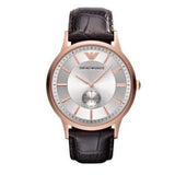 Emporio Armani Classic Analog Silver Dial Brown Leather Strap Watch For Men - AR9101 Authentic Buy Shop Now