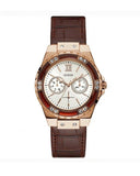 Guess Limelight Analog White Dial Brown Leather Strap Watch For Women - W0775l14 Authentic Buy Shop Now