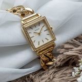 Guess Vanity Diamonds Silver Dial Gold Steel Strap Watch for Women - W1030L2 Authentic Buy Shop Now