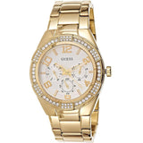 Guess Luna Diamonds White Dial Gold Steel Strap Watch for Women - W0729L2 Authentic Buy Shop Now