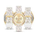 Michael Kors Jessa Multifunction Gold Dial White Leather Strap Watch For Women - MK7204 Authentic Buy Shop Now