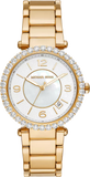 Michael Kors Parker Mother of Pearl White Dial Gold Steel Strap Watch For Women - MK4693 Authentic Buy Shop Now